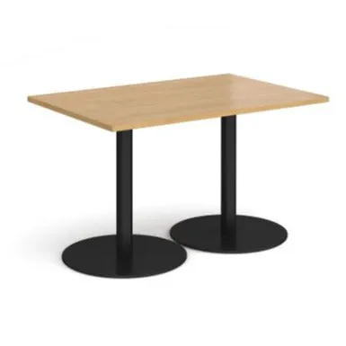 Monza rectangular dining table with flat round bases