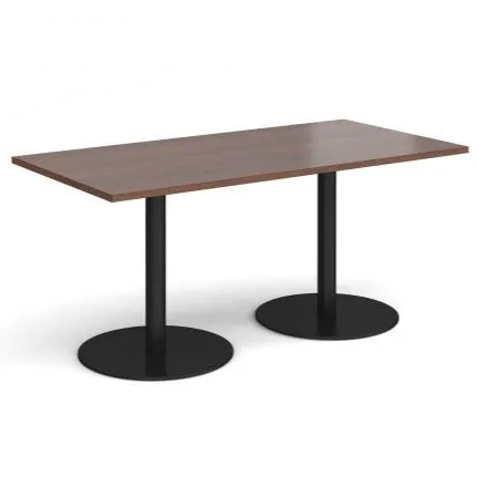 Monza rectangular dining table with flat round bases