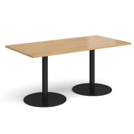 Monza rectangular dining table with flat round bases