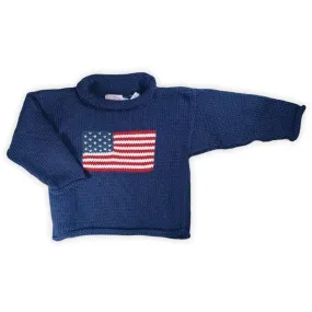 Navy American Flag Roll Neck Sweater