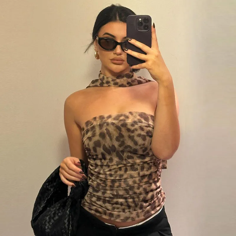 Neely Strapless Leopard Top