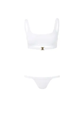 Orlando White Classic Over The Shoulder Crop Bikini