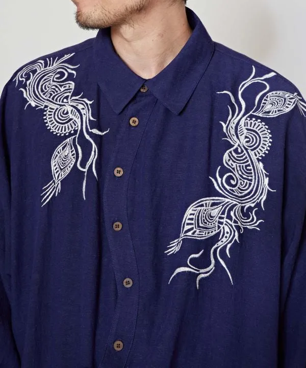 Peacock Embroidery Versatile Shirt