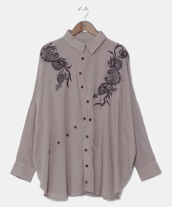 Peacock Embroidery Versatile Shirt