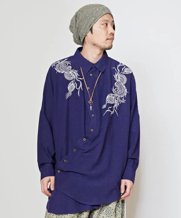 Peacock Embroidery Versatile Shirt