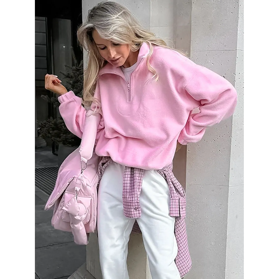 Pink Outerwear Sweatshirt