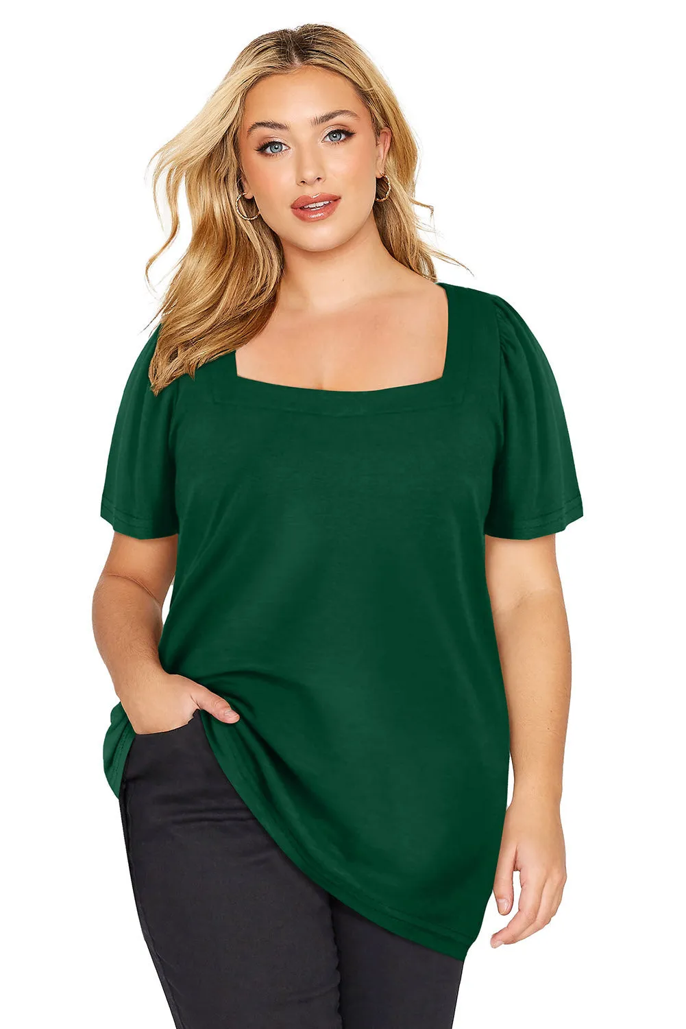 Plus Size Ruched Shoulder Top