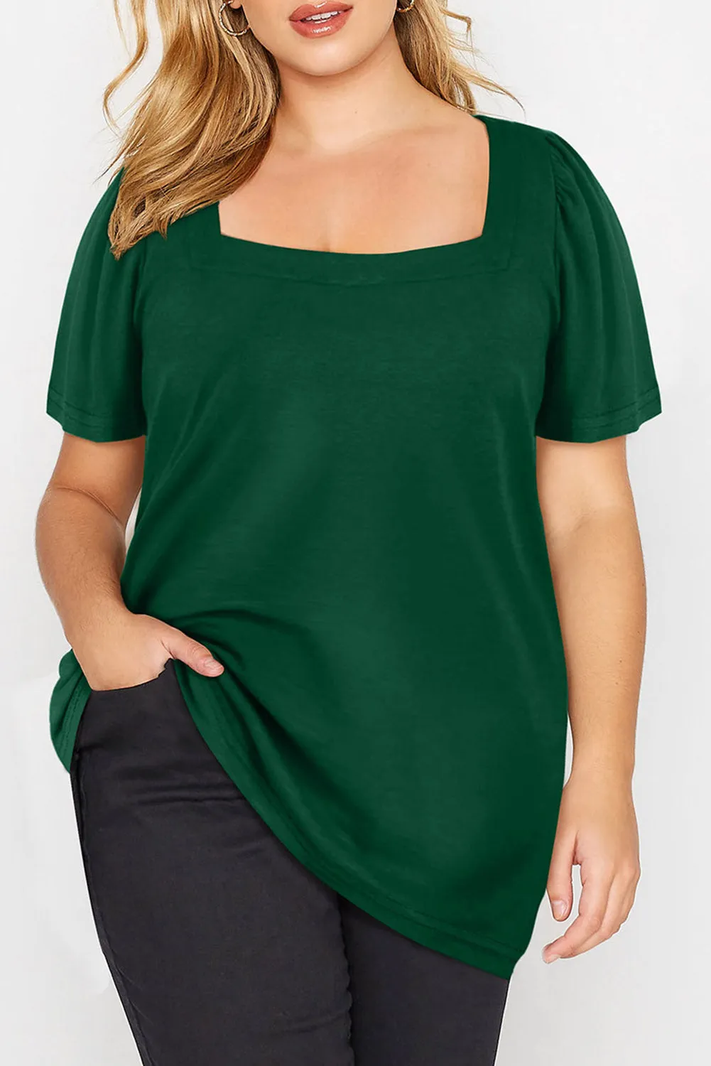 Plus Size Ruched Shoulder Top