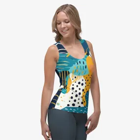 Printed Flex Vest "Seascape" Turquoise/Blue/Yellow