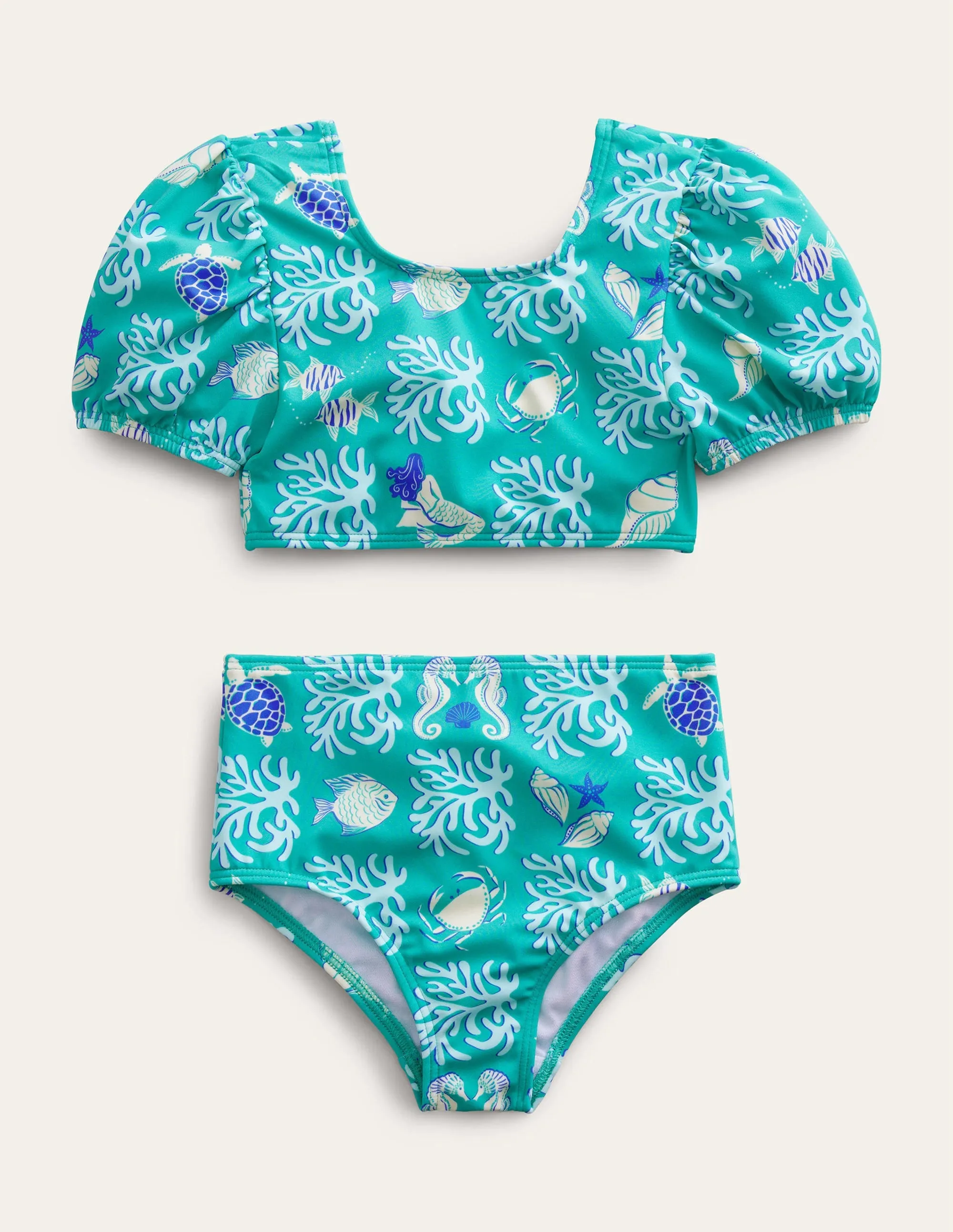 Puff Sleeve Bikini-Tropical Spring Lagoon