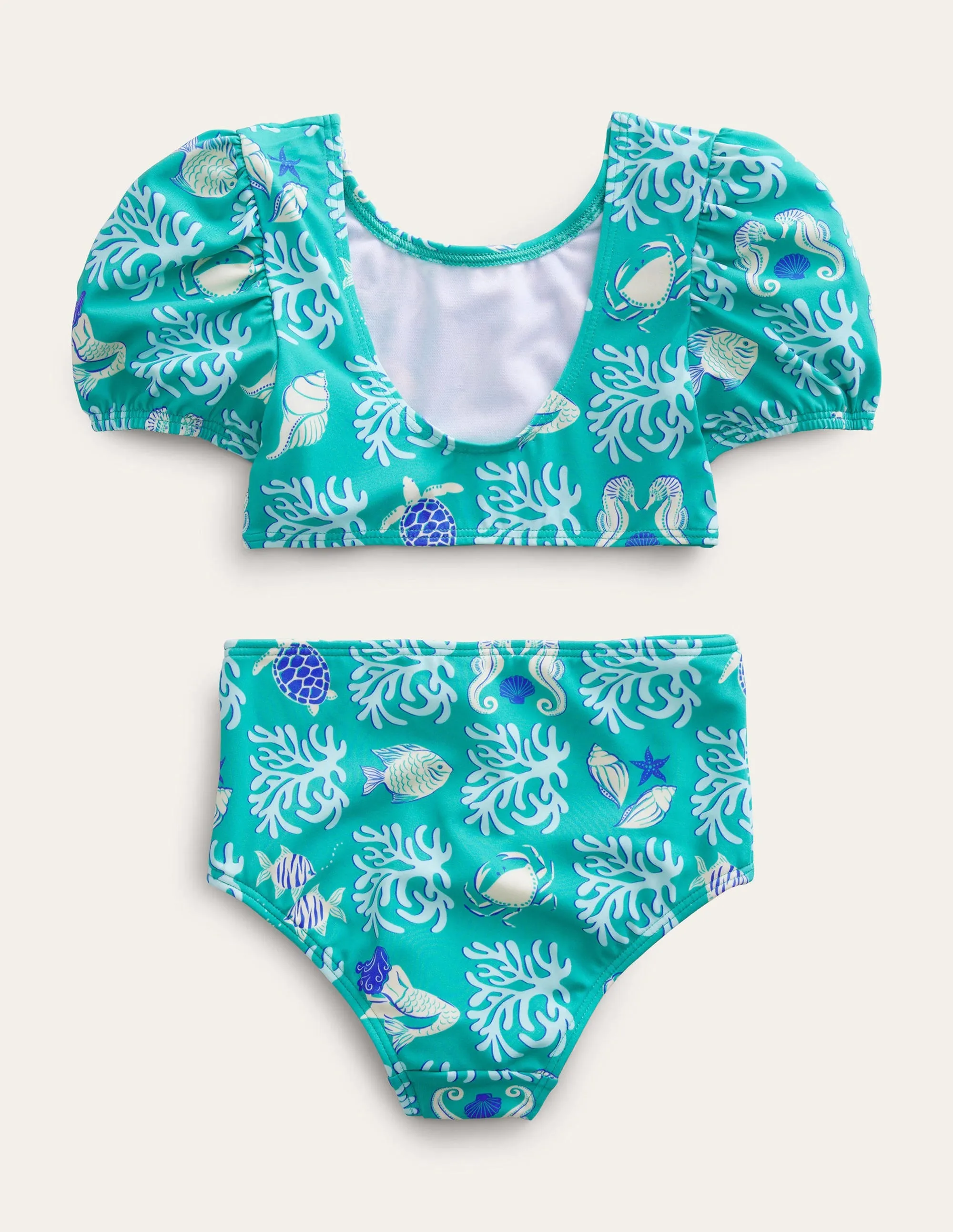 Puff Sleeve Bikini-Tropical Spring Lagoon