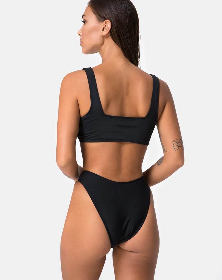 Shielle Bikini Bottom in Black with Contrast Piping