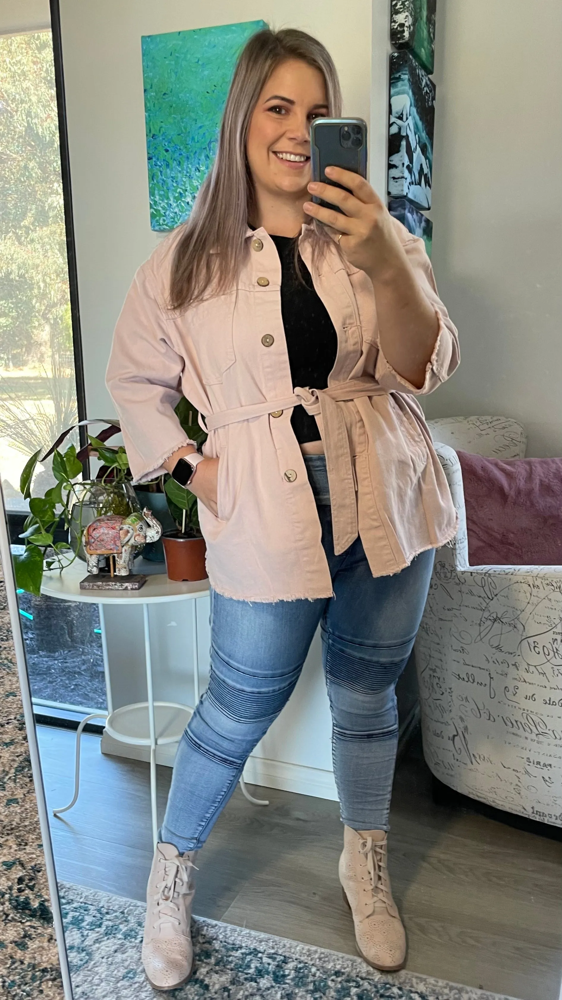 Soft Pink Denim Jacket