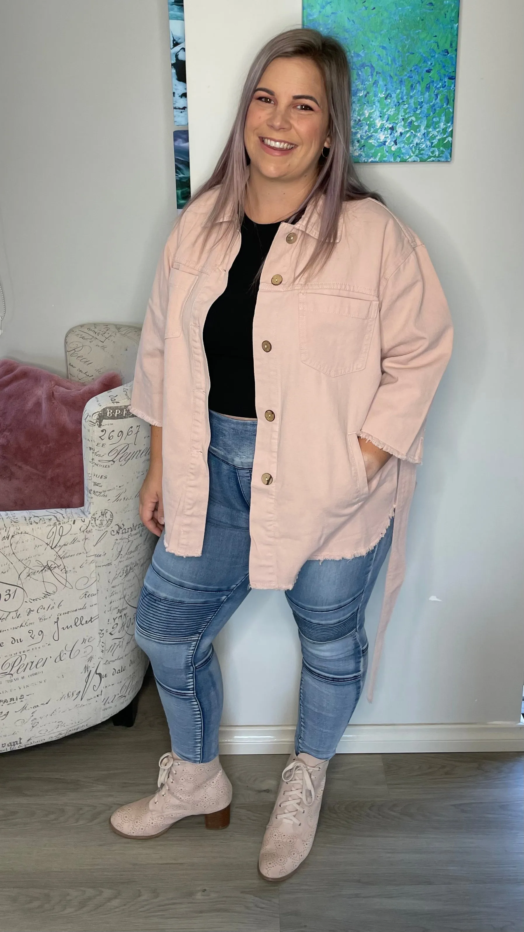 Soft Pink Denim Jacket