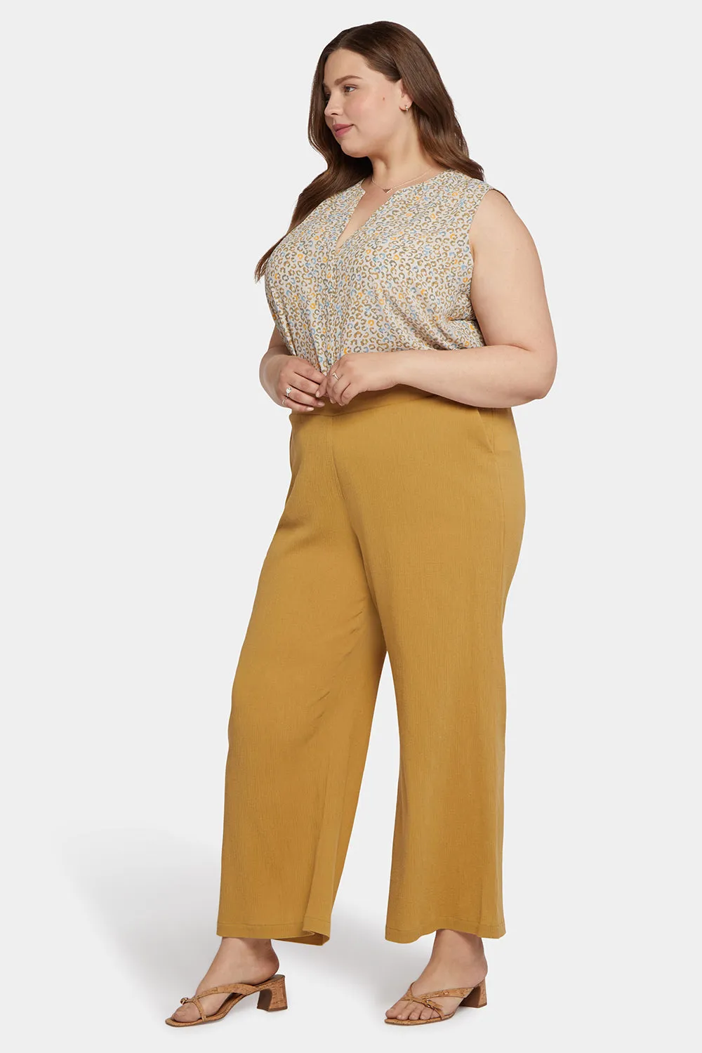 Straight Pull-On Pants In Plus Size - Olive Oil