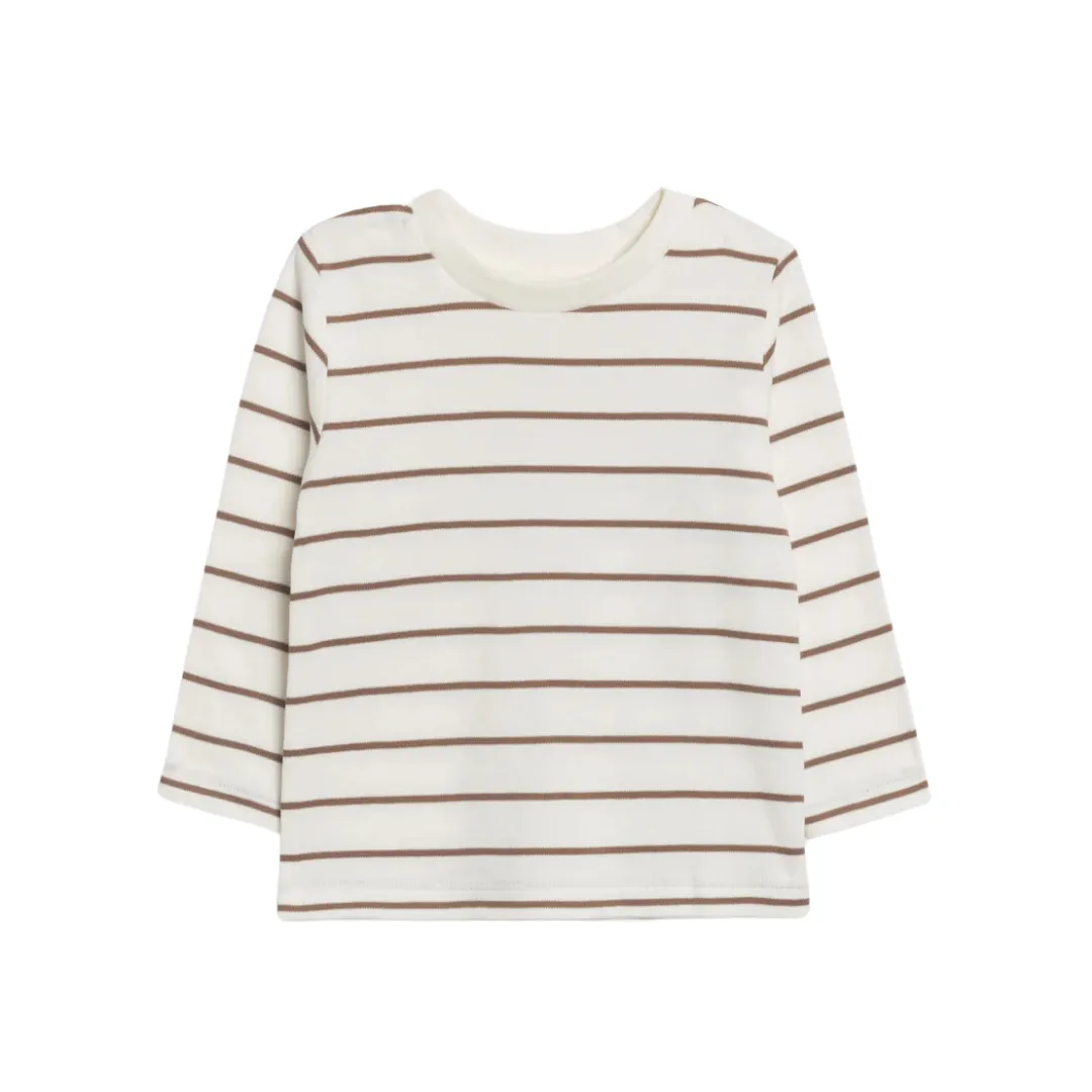 Taupe Kade Stripe Turk Long Sleeve Tee - Colored Organics