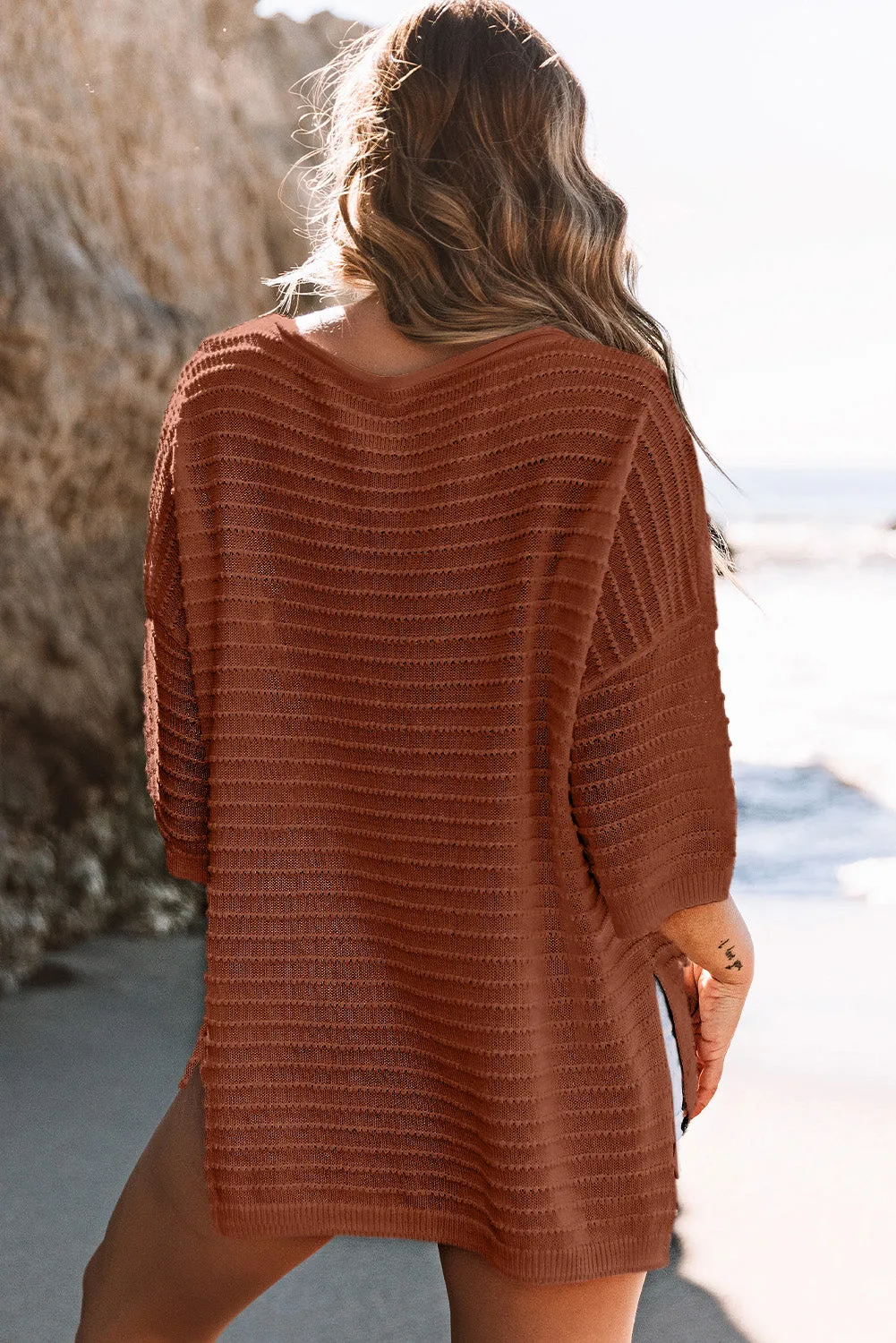 Textured Knit Drop Shoulder Tee