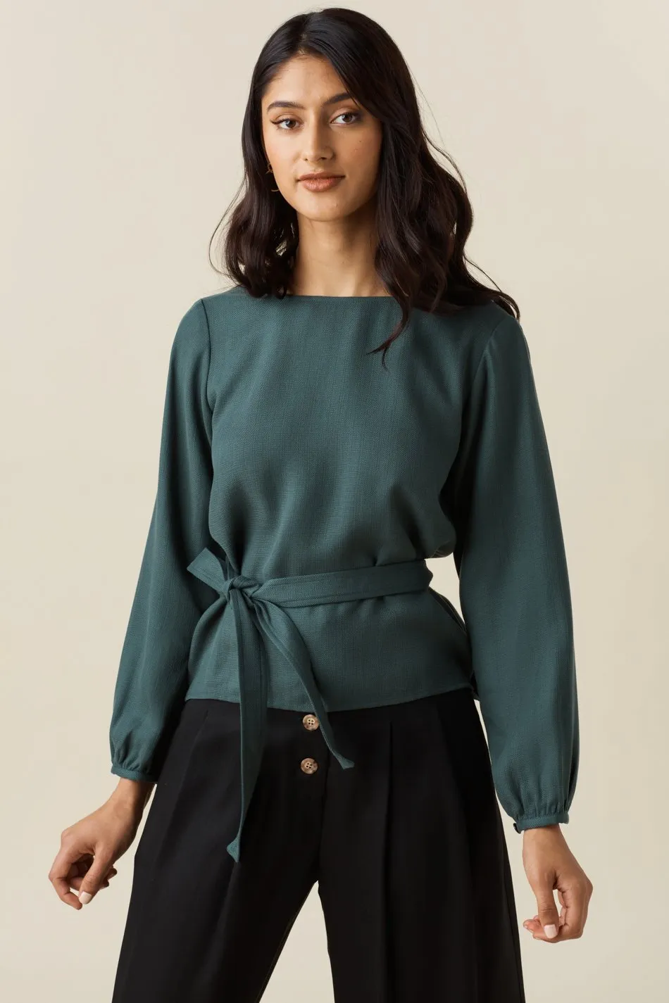 The Gathered Sleeve Wrap Top