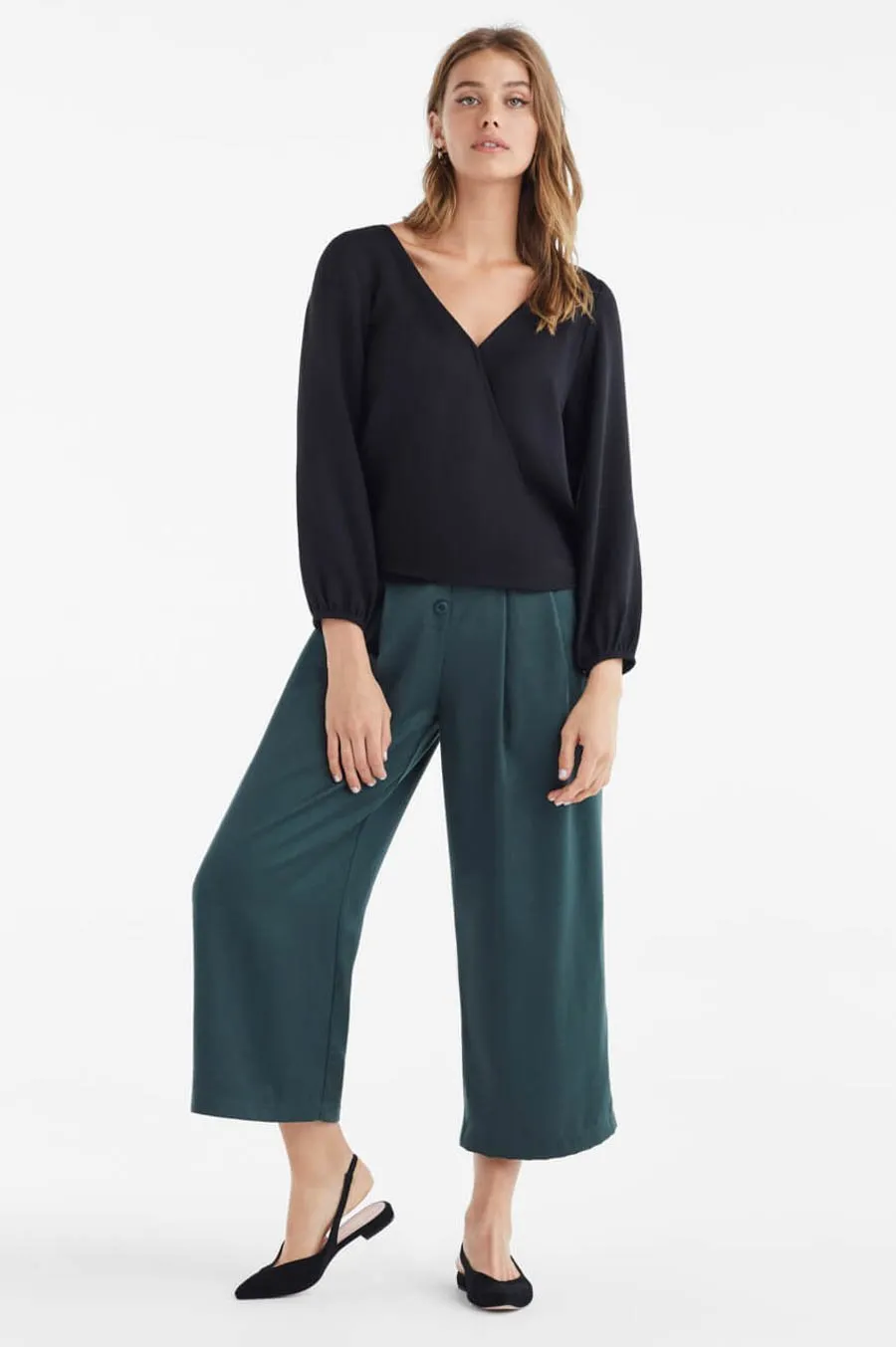 The Gathered Sleeve Wrap Top