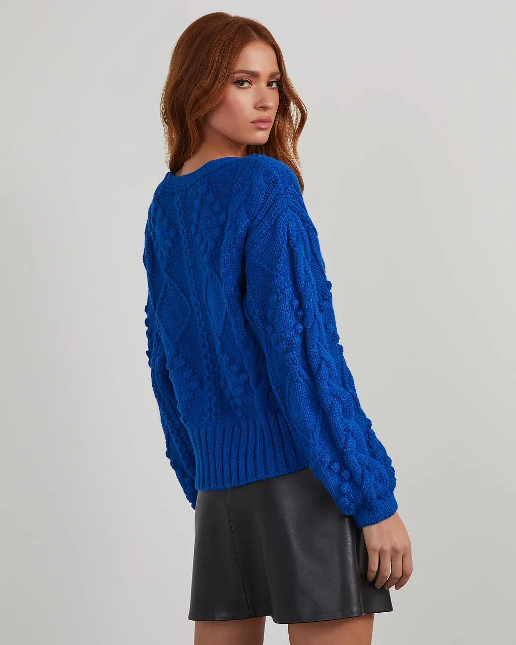 The Key To Chic Cable Knit Pom Cardigan