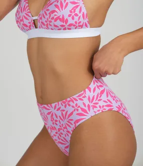 The Swim High Waist Bikini Bottom: Retro Palm Print