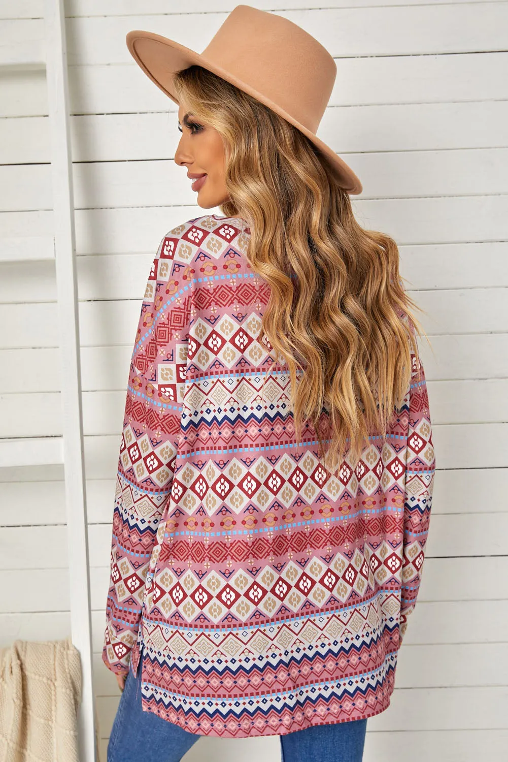 Tribe Print Loose Long Sleeve Top