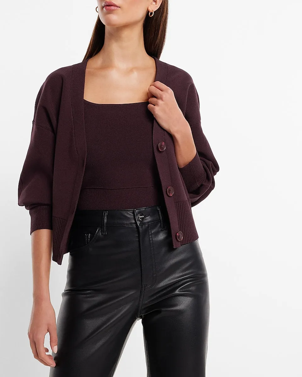 V-Neck Dolman Sleeve Cardigan in Dark Purple