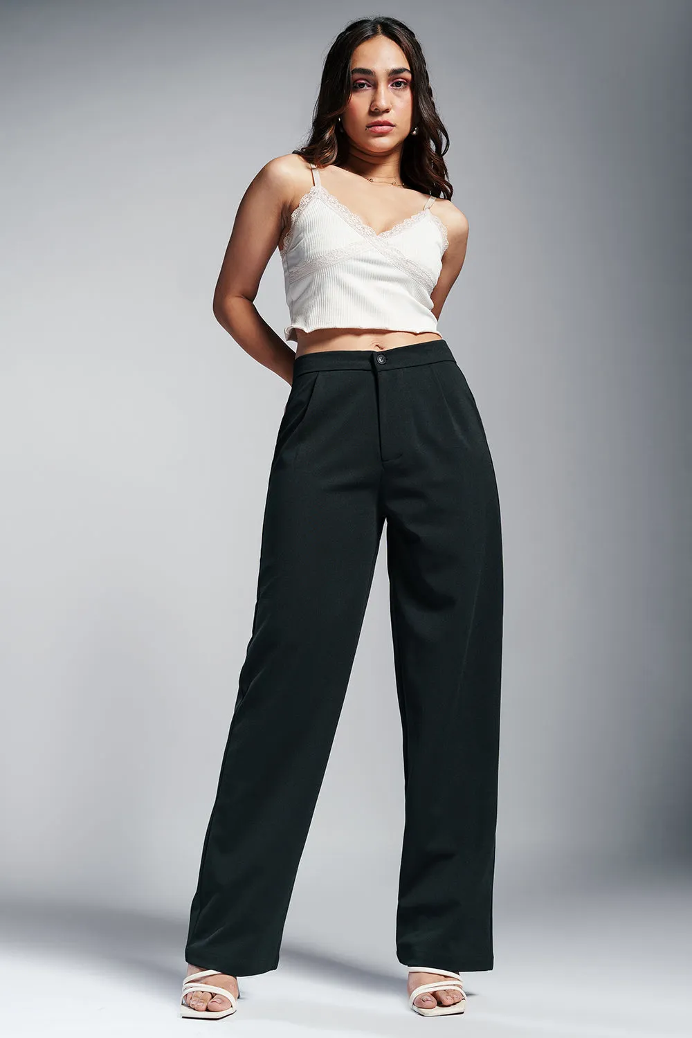 Victorian Black Women's Textured Korean Pants