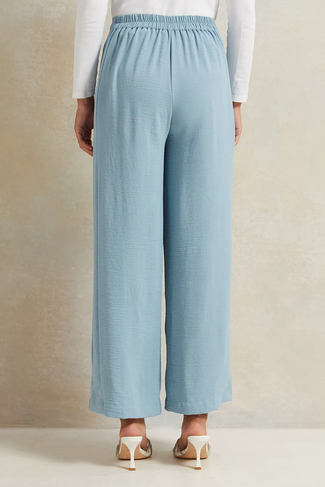 Women Blue Wide Leg Trouser