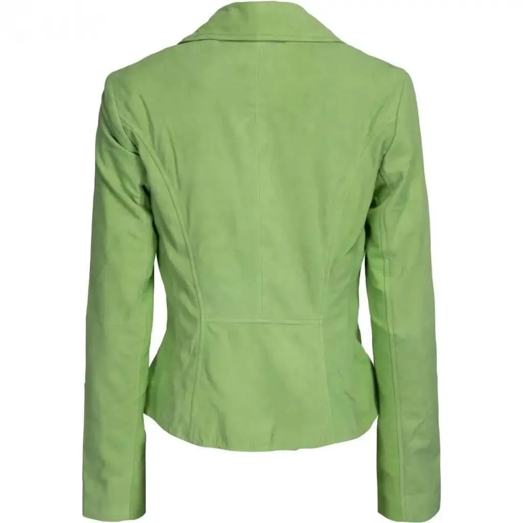 Women's Green Suede Biker Jacket | Stylish Outerwear