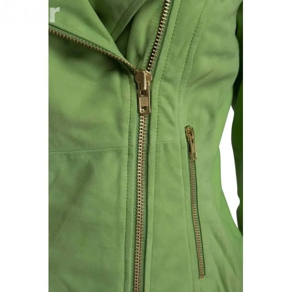 Women's Green Suede Biker Jacket | Stylish Outerwear