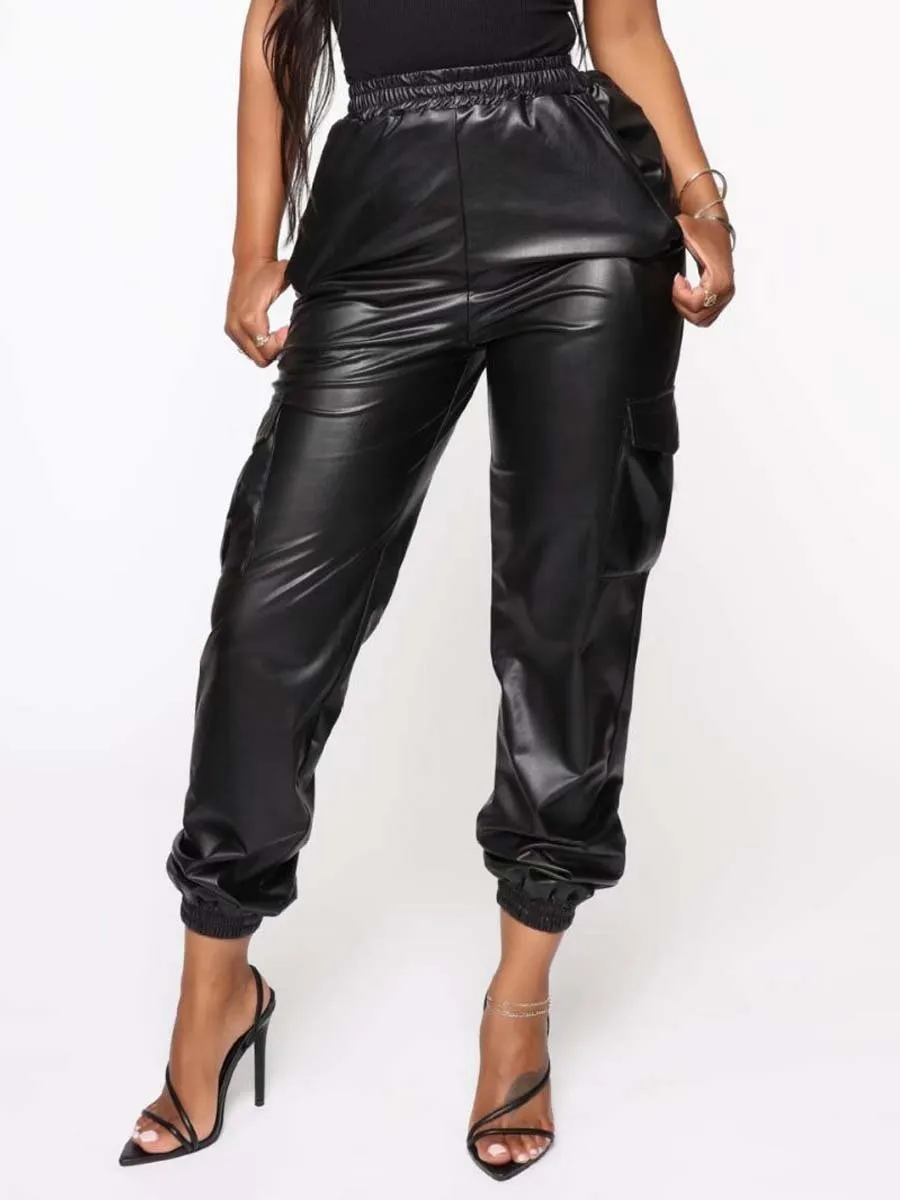 Women's Loose Leather Pants