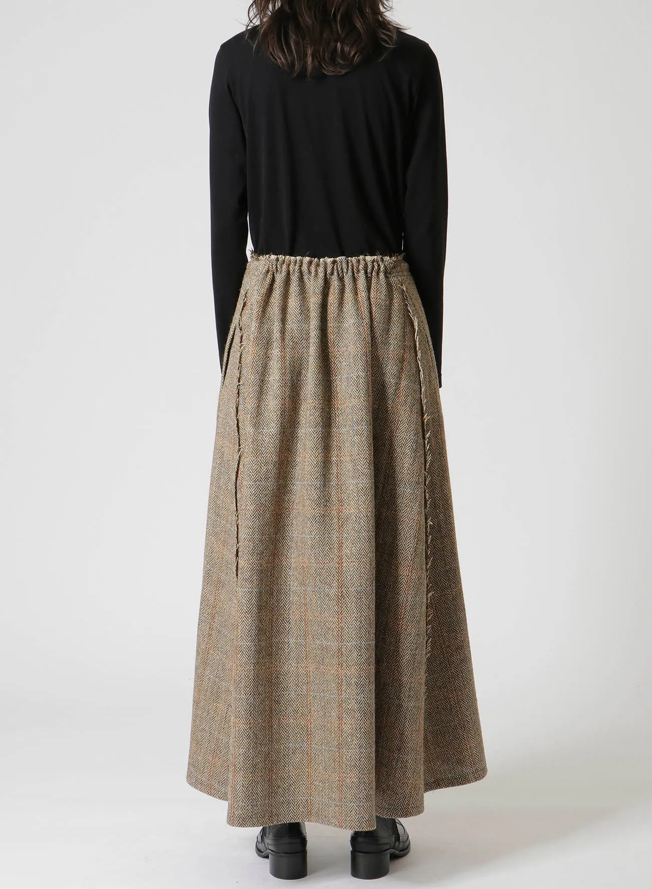 WOOL BRITISH TWEED BACK DROP SKIRT